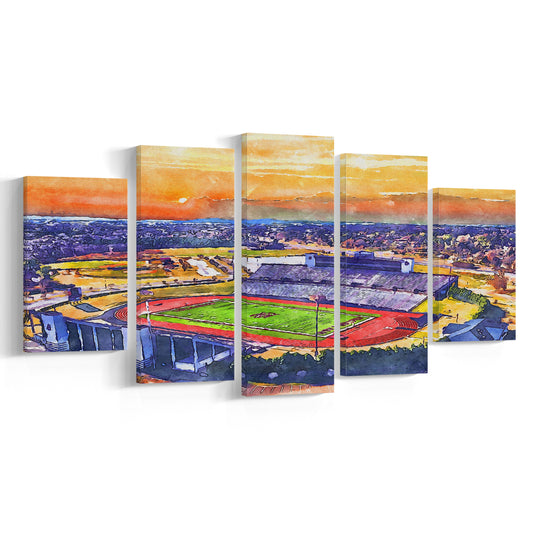 Alabama A&M Bulldogs, Louis Crews Painting Stadium Watercolor, Sport Art, Mixed 5 Panel, Canvas Print Wall Art
