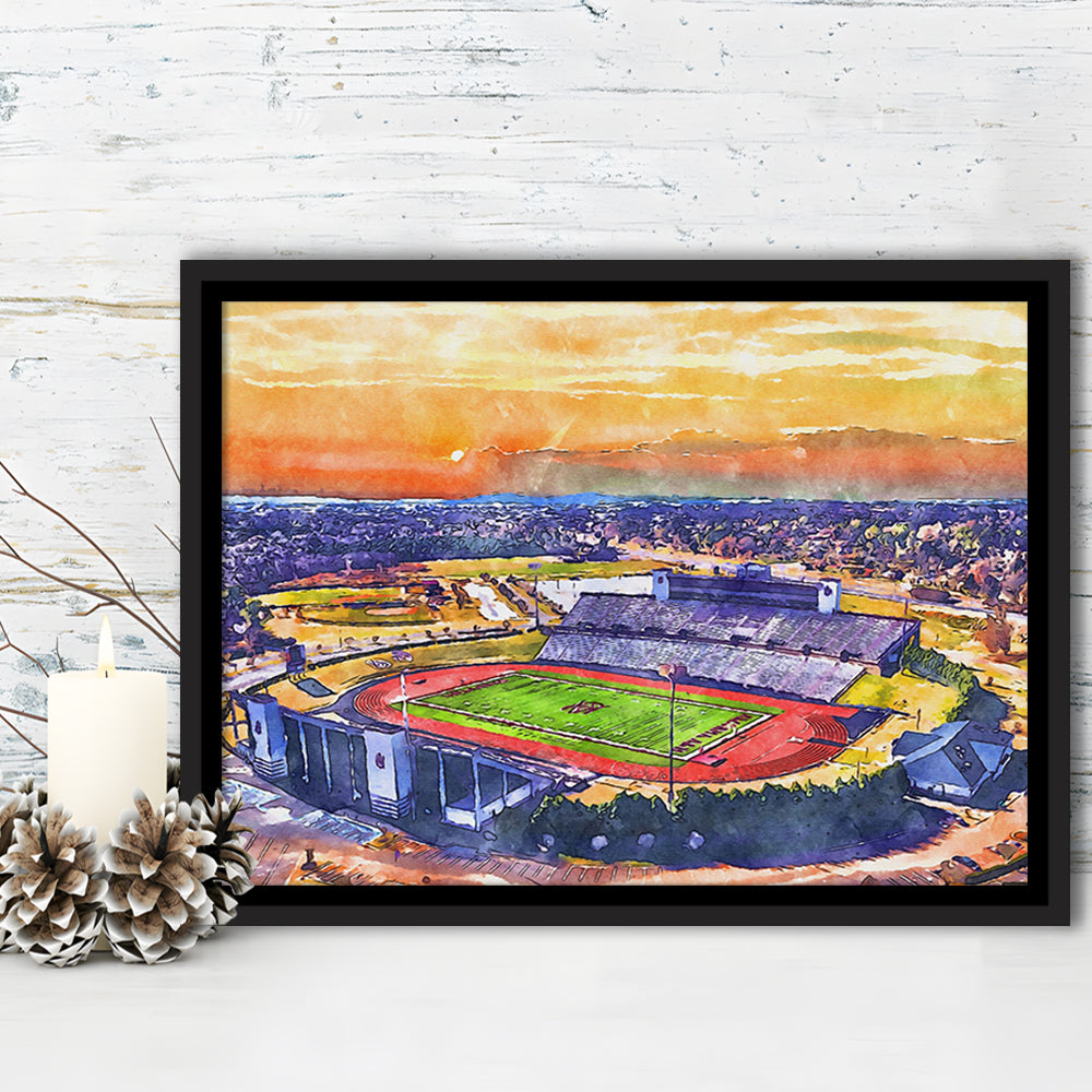 Alabama A&M Bulldogs, Louis Crews Painting Stadium Watercolor, Sport Gift Art, Framed Canvas Print Wall Art