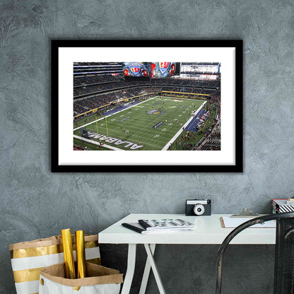 Alabama in Att Stadium, Stadium Canvas, Sport Art, Gift for him, White Border Framed Art Print Wall Decor