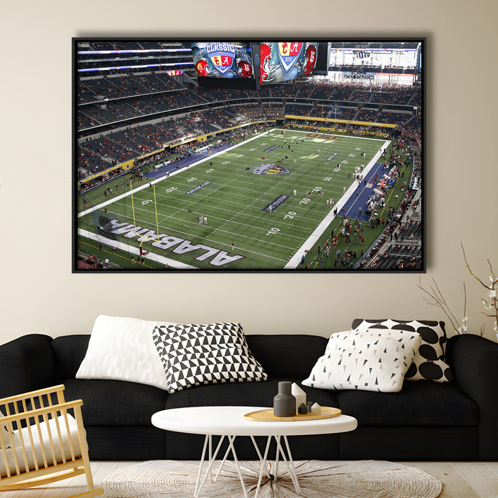 Alabama in Att Stadium, Stadium Canvas, Sport Art, Framed Canvas Print Wall Art, Floating Frame