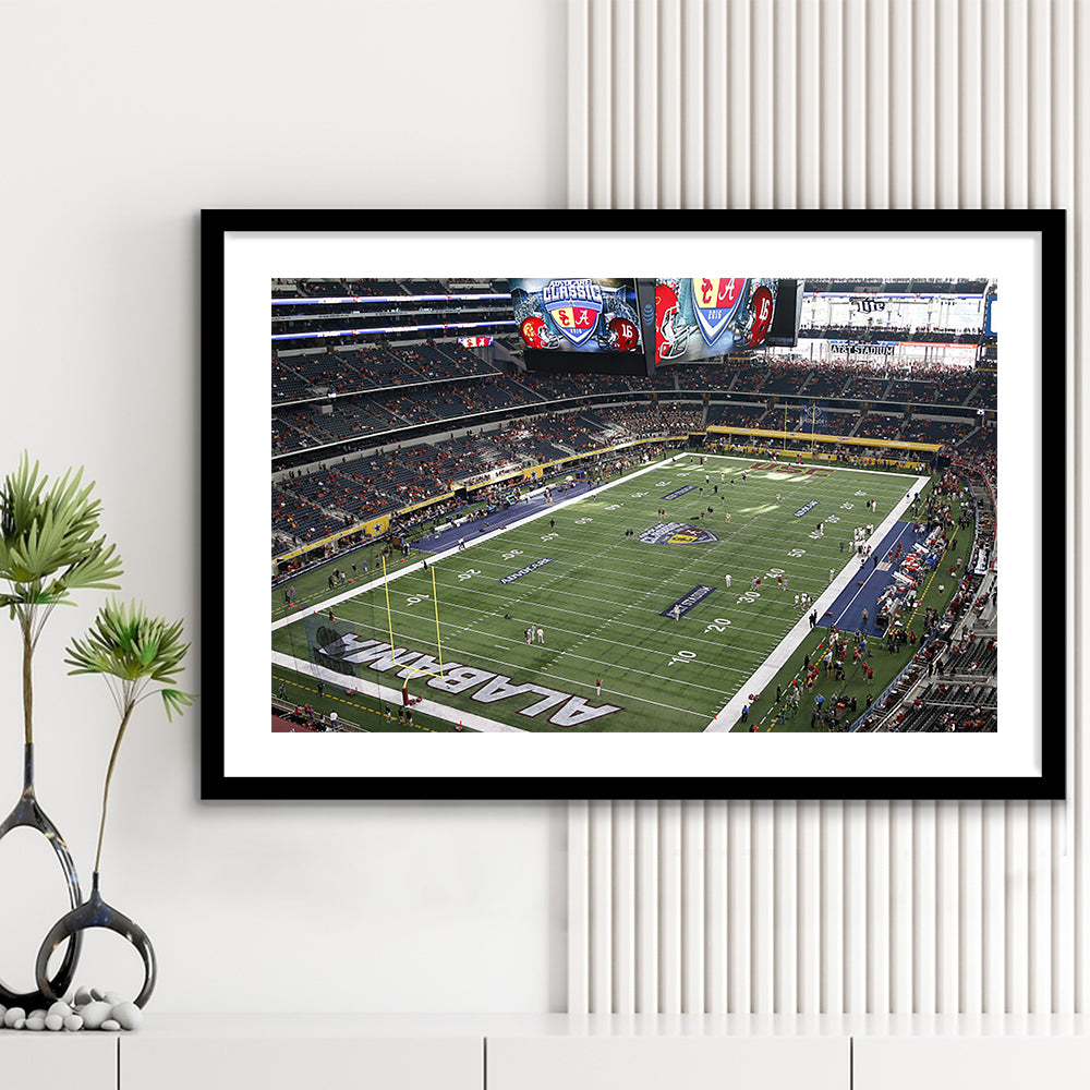 Alabama in Att Stadium, Stadium Canvas, Sport Art, Gift for him, White Border Framed Art Print Wall Decor