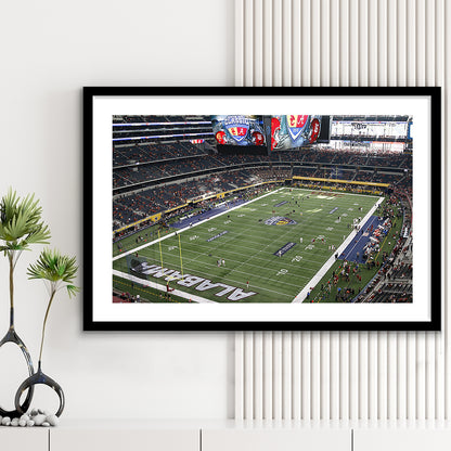 Alabama in Att Stadium, Stadium Canvas, Sport Art, Gift for him, White Border Framed Art Print Wall Decor