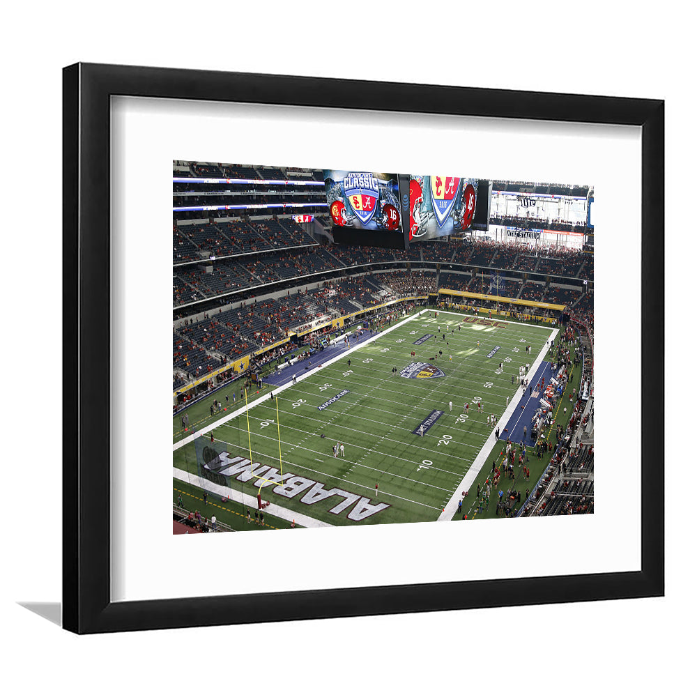 Alabama in Att Stadium, Stadium Canvas, Sport Art, Gift for him, White Border Framed Art Print Wall Decor