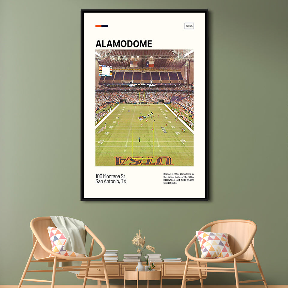 Alamodome Stadium Print, Stadium Canvas Art, Man Cave Gift, Floating Framed Canvas Print Wall Art