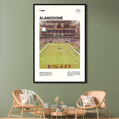 Alamodome Stadium Print, Stadium Canvas Art, Man Cave Gift, Floating Framed Canvas Print Wall Art