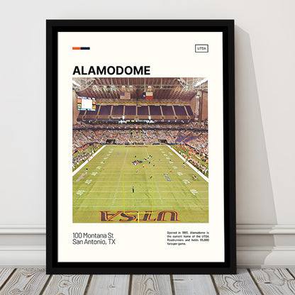 Alamodome Stadium Print, Stadium Canvas Art, Man Cave Gift, Floating Framed Canvas Print Wall Art