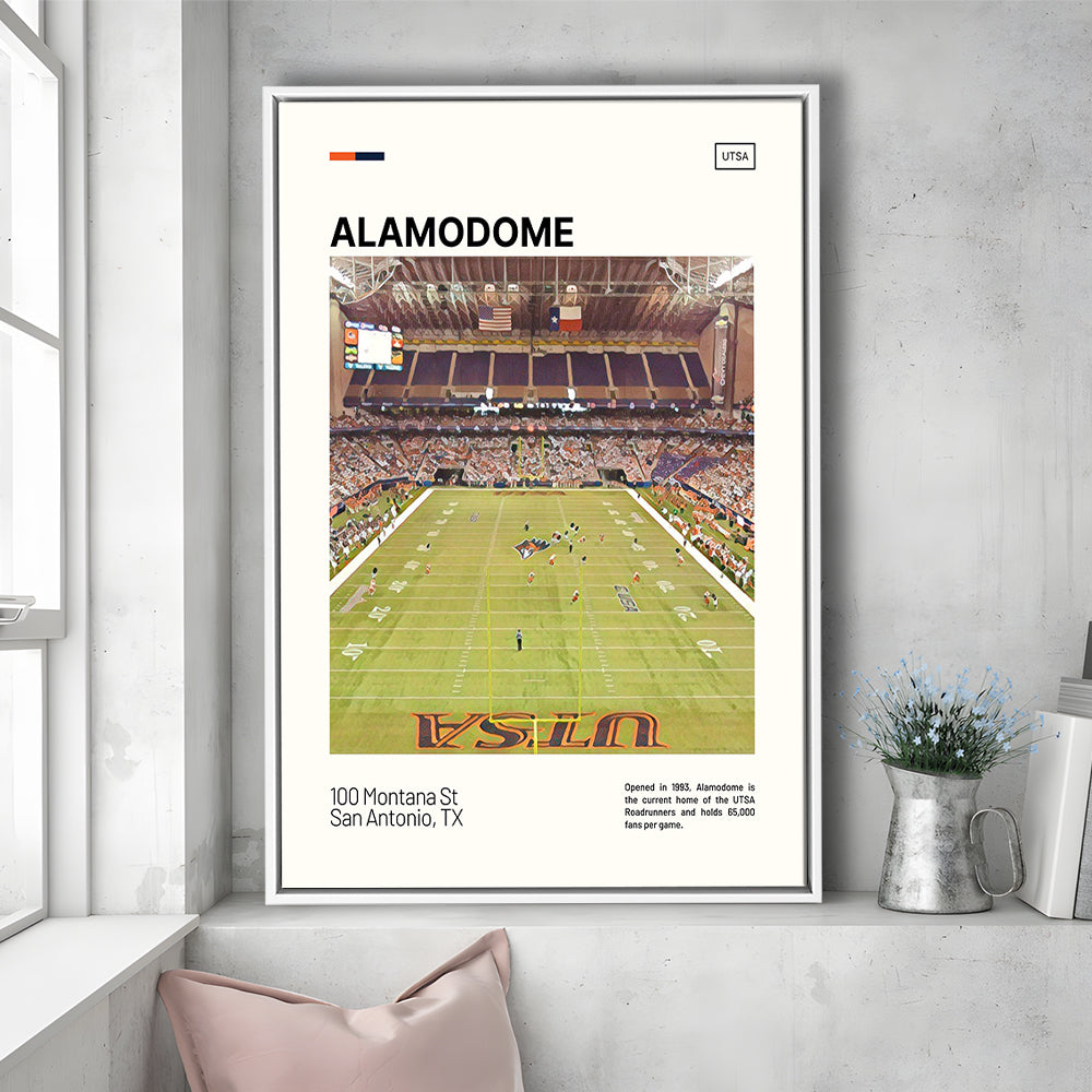 Alamodome Stadium Print, Stadium Canvas Art, Man Cave Gift, Floating Framed Canvas Print Wall Art