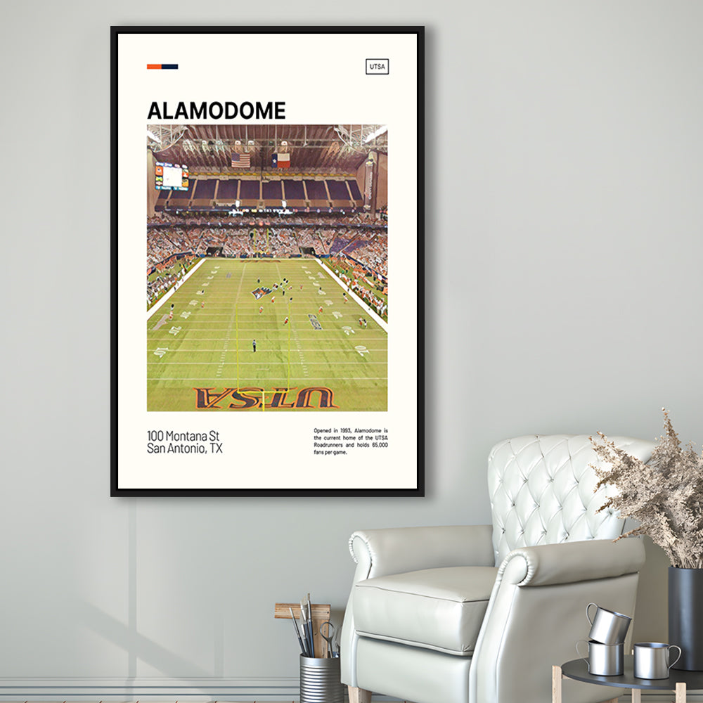 Alamodome Stadium Print, Stadium Canvas Art, Man Cave Gift, Floating Framed Canvas Print Wall Art