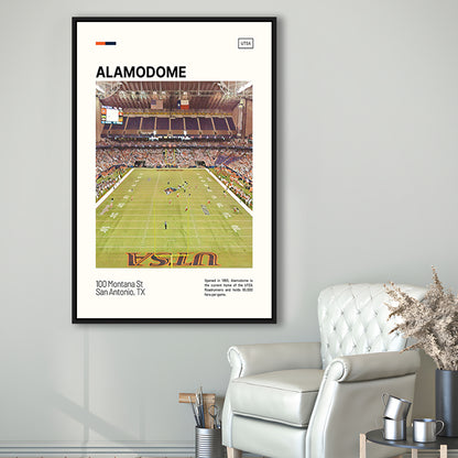 Alamodome Stadium Print, Stadium Canvas Art, Man Cave Gift, Floating Framed Canvas Print Wall Art