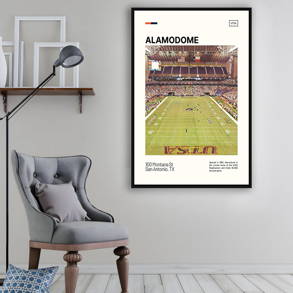 Alamodome Stadium Print, Stadium Canvas Art, Man Cave Gift, Floating Framed Canvas Print Wall Art
