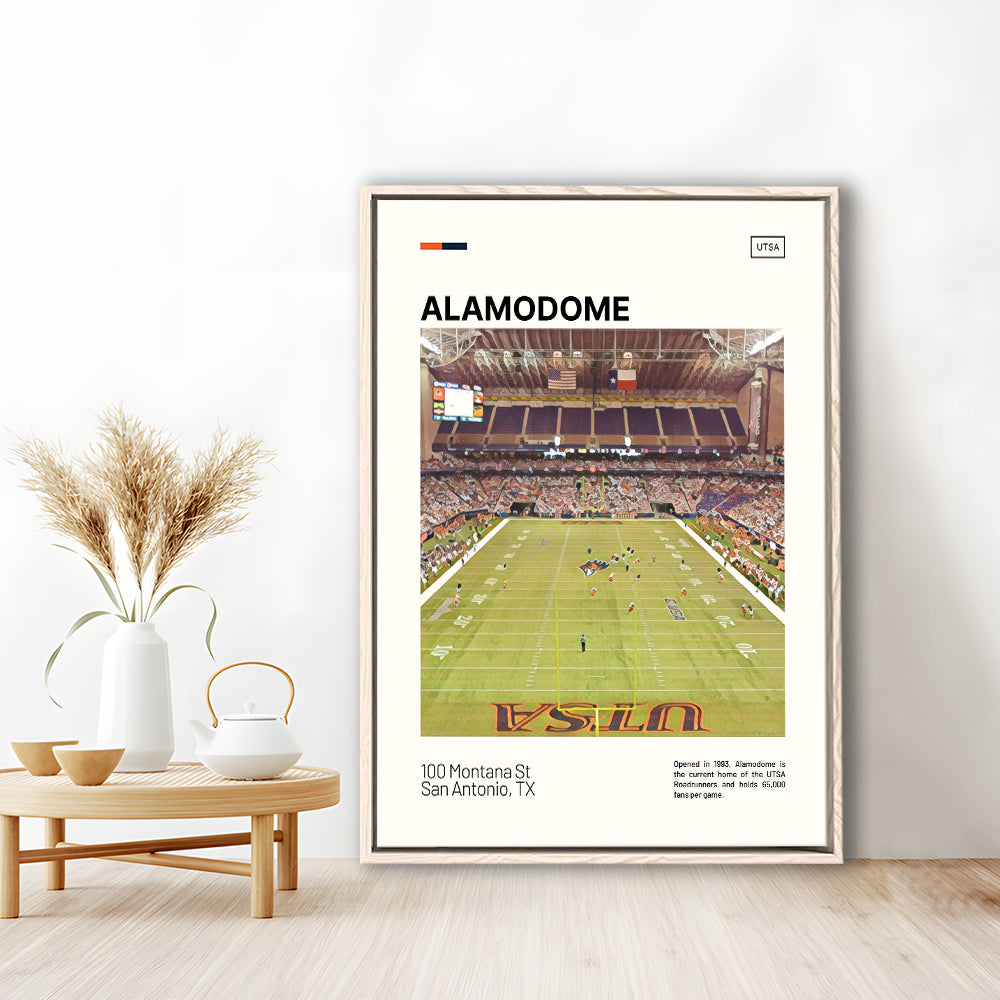 Alamodome Stadium Print, Stadium Canvas Art, Man Cave Gift, Floating Framed Canvas Print Wall Art
