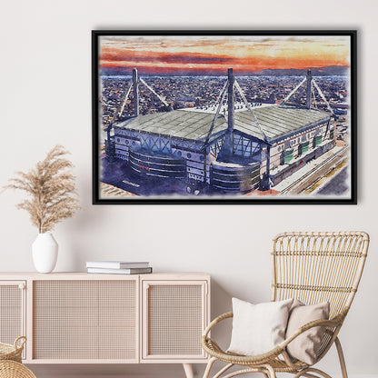 Alamodome Stadium, UTSA Roadrunners Watercolor, Sport Gift Art, Framed Canvas Print Wall Art