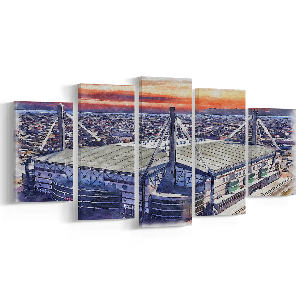 Alamodome Stadium, UTSA Roadrunners Watercolor, Sport Art, Mixed 5 Panel, Canvas Print Wall Art