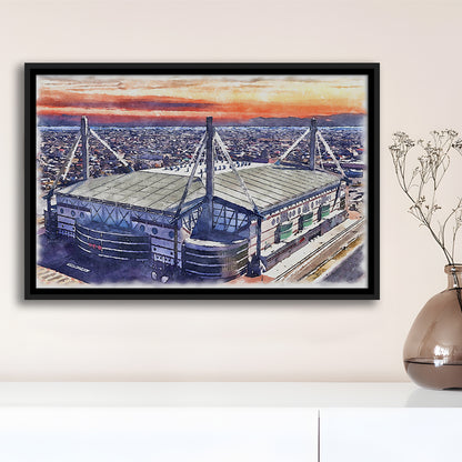 Alamodome Stadium, UTSA Roadrunners Watercolor, Sport Gift Art, Framed Canvas Print Wall Art