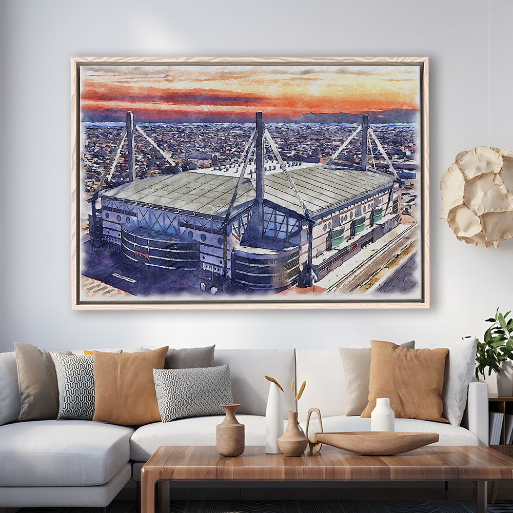 Alamodome Stadium, UTSA Roadrunners Watercolor, Sport Gift Art, Framed Canvas Print Wall Art