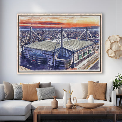 Alamodome Stadium, UTSA Roadrunners Watercolor, Sport Gift Art, Framed Canvas Print Wall Art