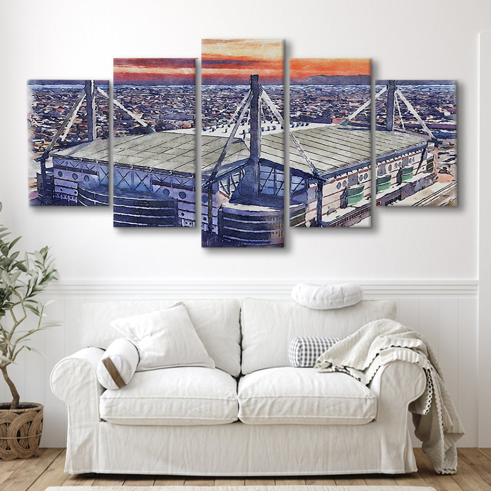 Alamodome Stadium, UTSA Roadrunners Watercolor, Sport Art, Mixed 5 Panel, Canvas Print Wall Art
