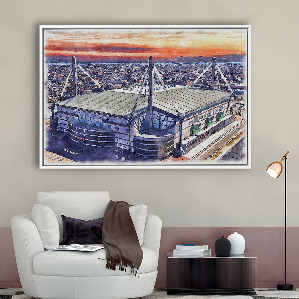 Alamodome Stadium, UTSA Roadrunners Watercolor, Sport Gift Art, Framed Canvas Print Wall Art