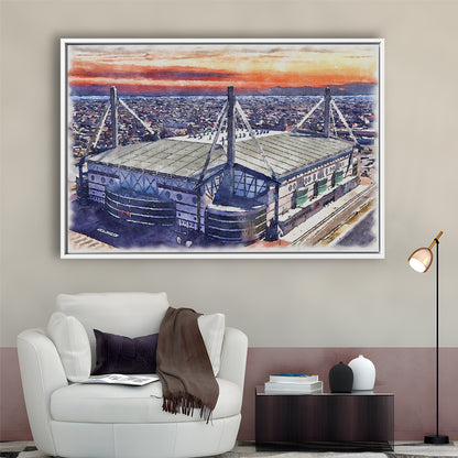 Alamodome Stadium, UTSA Roadrunners Watercolor, Sport Gift Art, Framed Canvas Print Wall Art