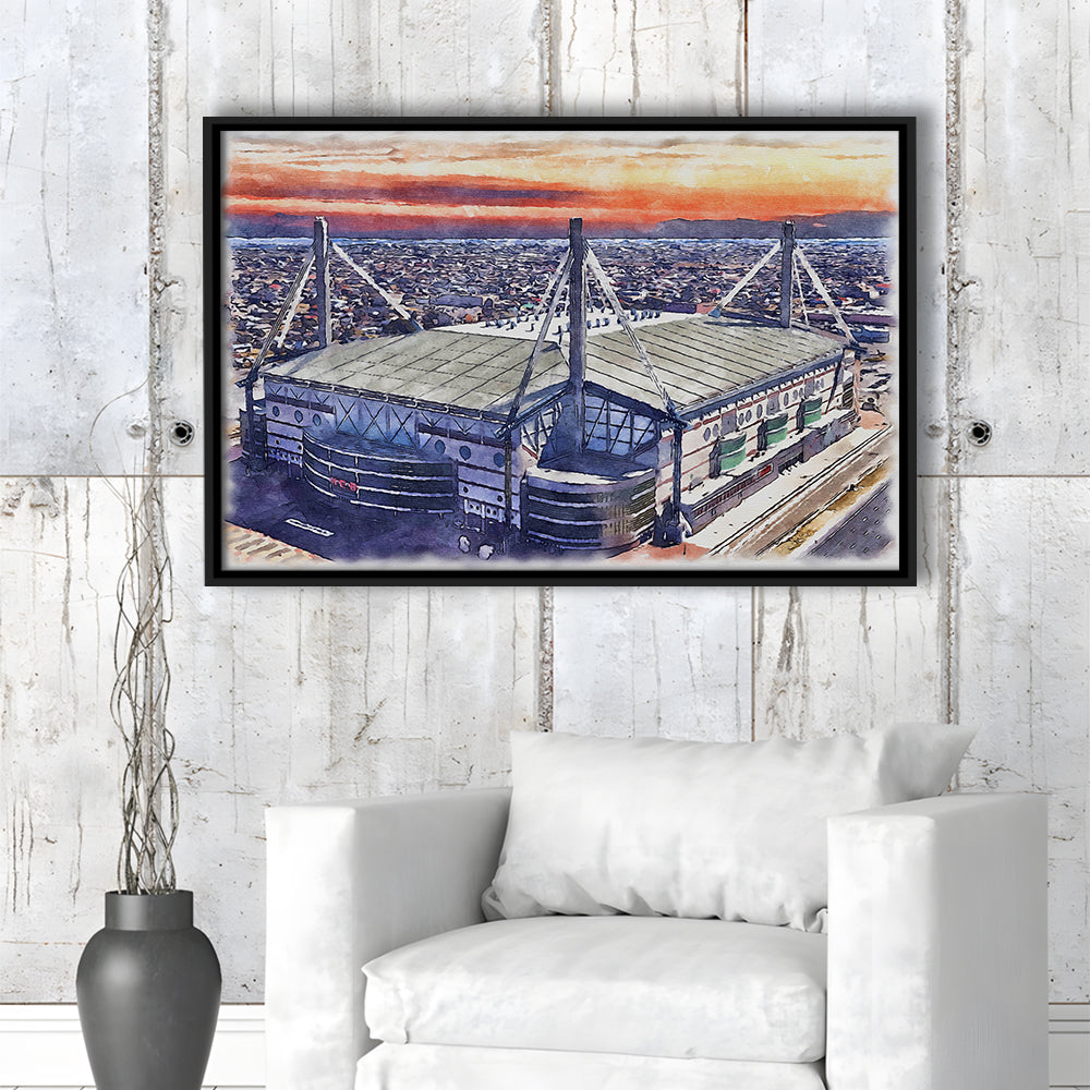 Alamodome Stadium, UTSA Roadrunners Watercolor, Sport Gift Art, Framed Canvas Print Wall Art