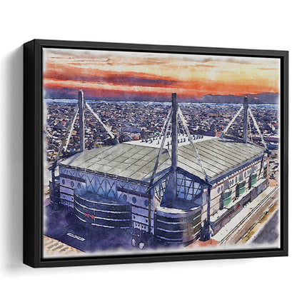Alamodome Stadium, UTSA Roadrunners Watercolor, Sport Gift Art, Framed Canvas Print Wall Art