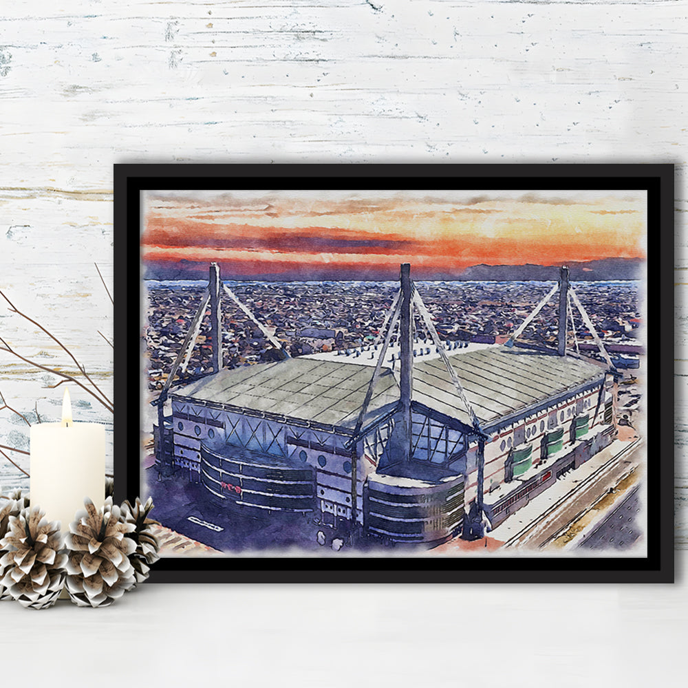 Alamodome Stadium, UTSA Roadrunners Watercolor, Sport Gift Art, Framed Canvas Print Wall Art