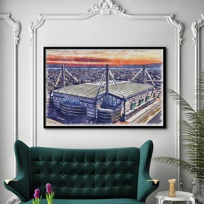 Alamodome Stadium, UTSA Roadrunners Watercolor, Sport Gift Art, Framed Art Print Wall Decor