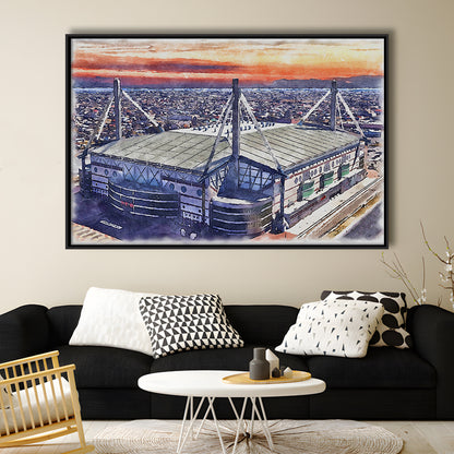 Alamodome Stadium, UTSA Roadrunners Watercolor, Sport Gift Art, Framed Canvas Print Wall Art