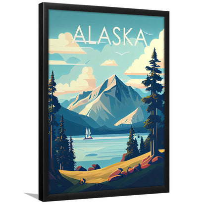 Alaska Retro Art Print, Alaska City Wall Art, Framed Art Print, Picture Framed, Painting Art