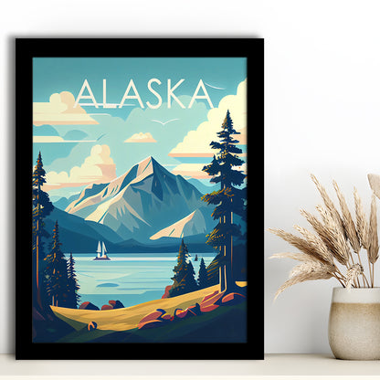 Alaska Retro Art Print, Alaska City Wall Art, Framed Art Print, Picture Framed, Painting Art