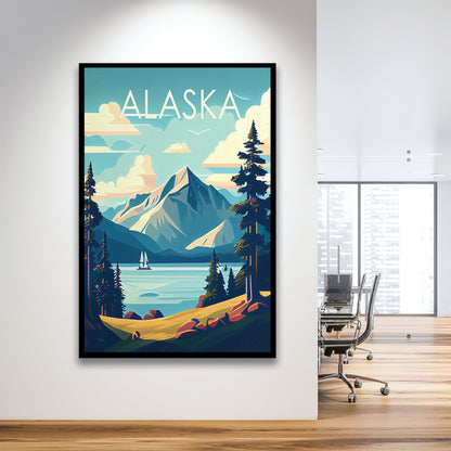 Alaska Retro Art Print, Alaska City Wall Art, Framed Art Print, Picture Framed, Painting Art