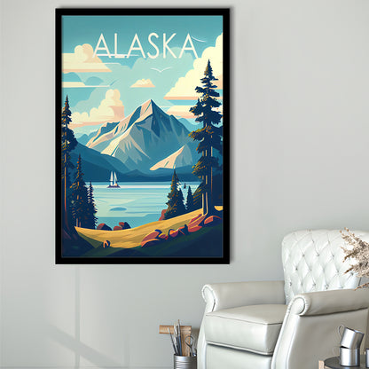 Alaska Retro Art Print, Alaska City Wall Art, Framed Art Print, Picture Framed, Painting Art