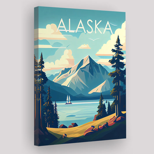 Alaska Retro Art Print, Alaska City Wall Art, Canvas Print, Painting Canvas, Living Room Decor