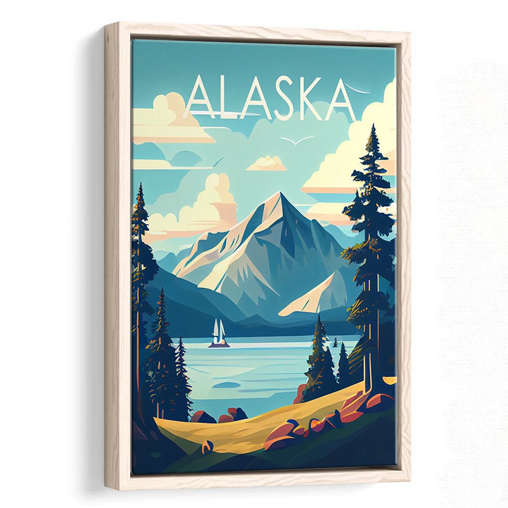 Alaska Retro Art Print, Alaska City Wall Art, Floating Framed Canvas Print, Framed Picture, Painting Canvas