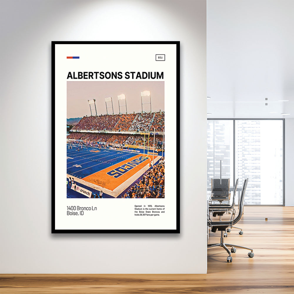Albertsons Stadium Print, Boise State Broncos Stadium Art, Gifts for him, Sport Art, Framed Art Print Wall Decor