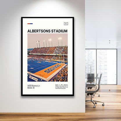 Albertsons Stadium Print, Boise State Broncos Stadium Art, Gifts for him, Sport Art, Framed Art Print Wall Decor