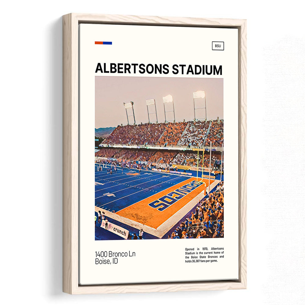 Albertsons Stadium Print, Boise State Broncos Stadium Canvas Art, Man Cave Gift, Floating Framed Canvas Print Wall Art