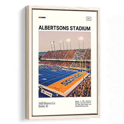 Albertsons Stadium Print, Boise State Broncos Stadium Canvas Art, Man Cave Gift, Floating Framed Canvas Print Wall Art