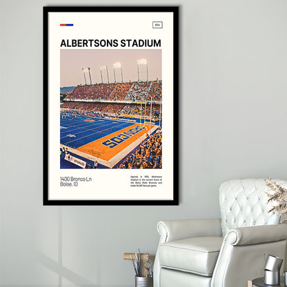 Albertsons Stadium Print, Boise State Broncos Stadium Art, Gifts for him, Sport Art, Framed Art Print Wall Decor
