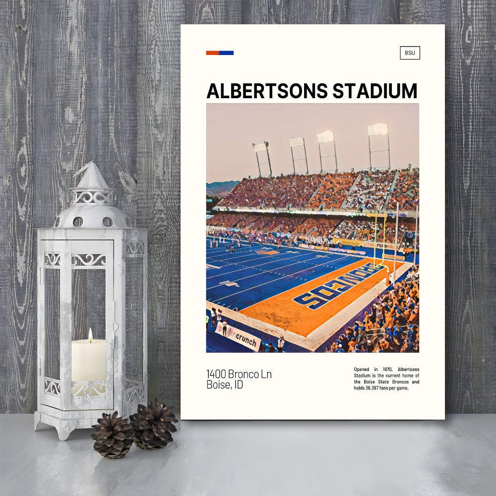 Albertsons Stadium Print, Boise State Broncos Stadium Canvas Art, Fan Gifts, Sport Art, Canvas Print Wall Art