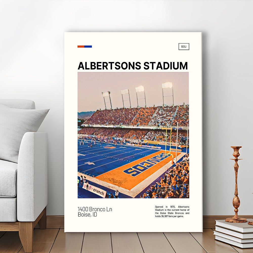 Albertsons Stadium Print, Boise State Broncos Stadium Canvas Art, Fan Gifts, Sport Art, Canvas Print Wall Art