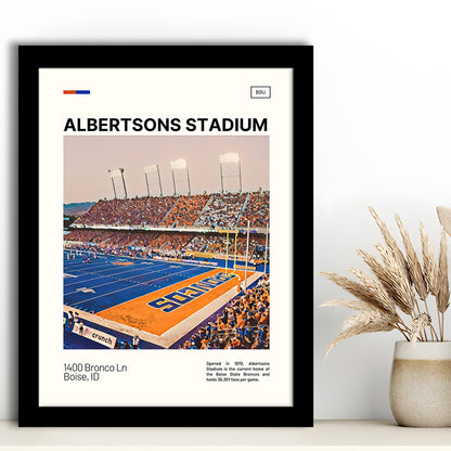 Albertsons Stadium Print, Boise State Broncos Stadium Art, Gifts for him, Sport Art, Framed Art Print Wall Decor