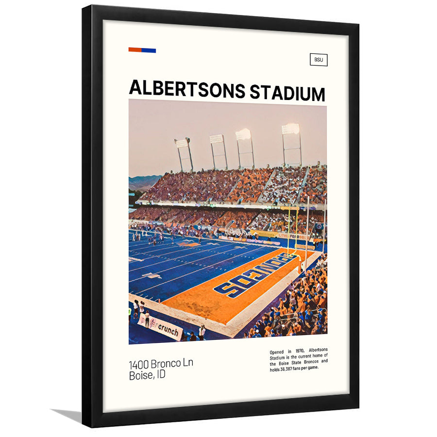 Albertsons Stadium Print, Boise State Broncos Stadium Art, Gifts for him, Sport Art, Framed Art Print Wall Decor