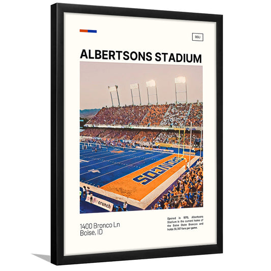 Albertsons Stadium Print, Boise State Broncos Stadium Art, Gifts for him, Sport Art, Framed Art Print Wall Decor
