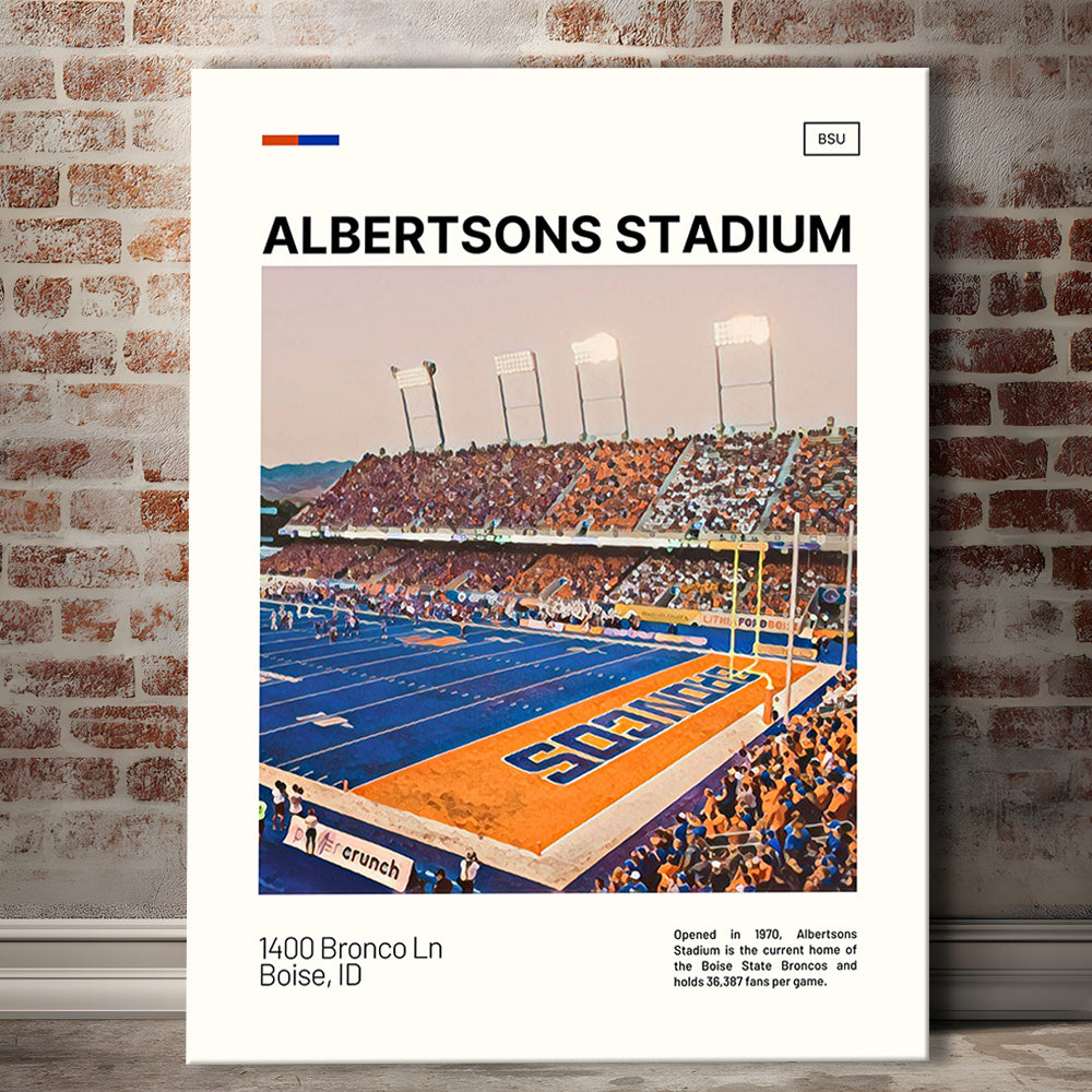 Albertsons Stadium Print, Boise State Broncos Stadium Canvas Art, Fan Gifts, Sport Art, Canvas Print Wall Art