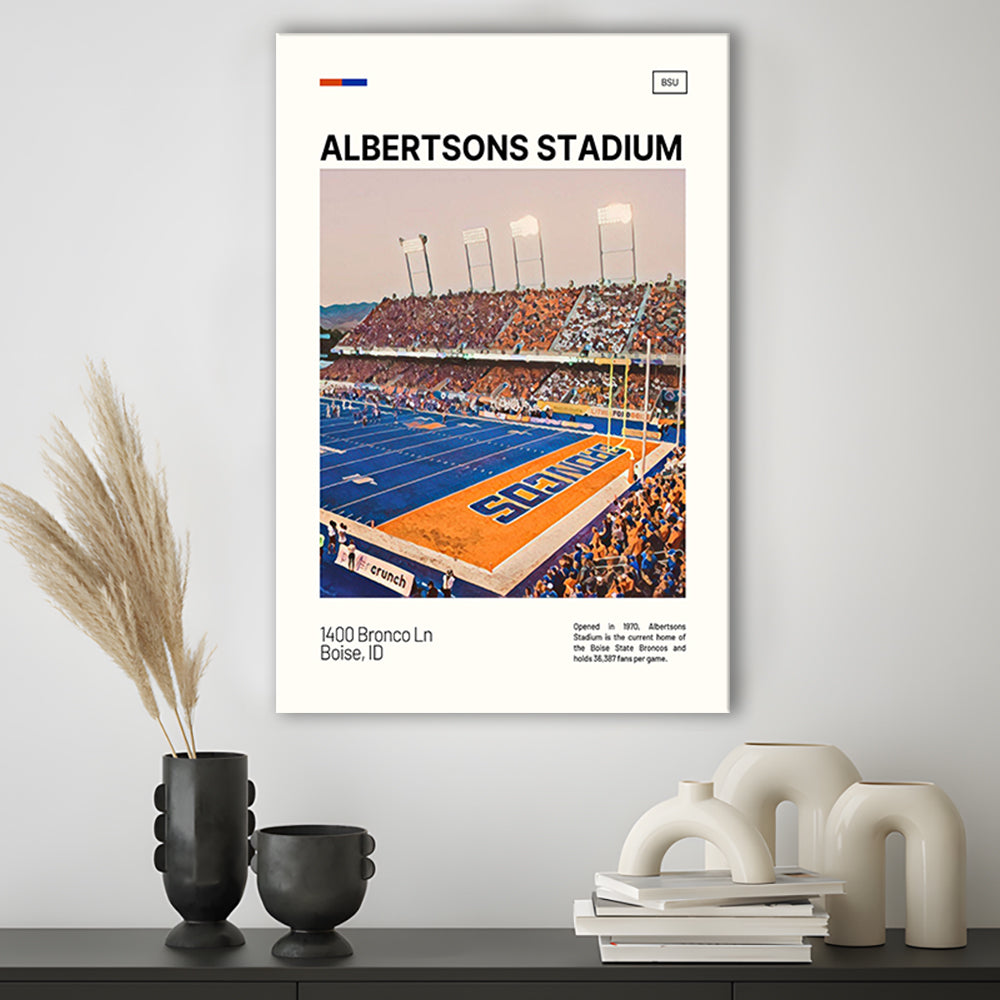 Albertsons Stadium Print, Boise State Broncos Stadium Canvas Art, Fan Gifts, Sport Art, Canvas Print Wall Art
