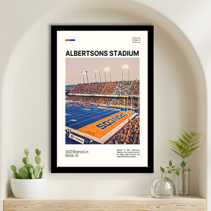 Albertsons Stadium Print, Boise State Broncos Stadium Art, Gifts for him, Sport Art, Framed Art Print Wall Decor