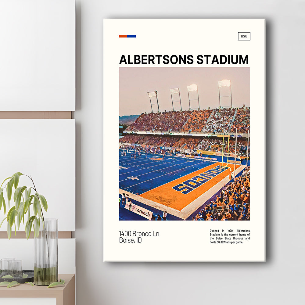 Albertsons Stadium Print, Boise State Broncos Stadium Canvas Art, Fan Gifts, Sport Art, Canvas Print Wall Art