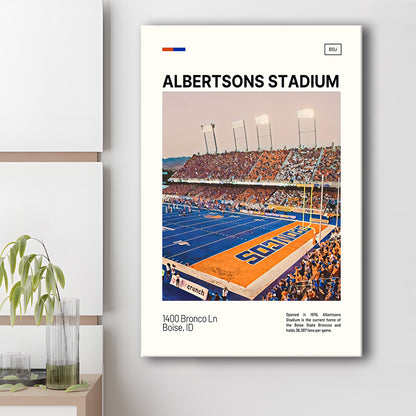 Albertsons Stadium Print, Boise State Broncos Stadium Canvas Art, Fan Gifts, Sport Art, Canvas Print Wall Art