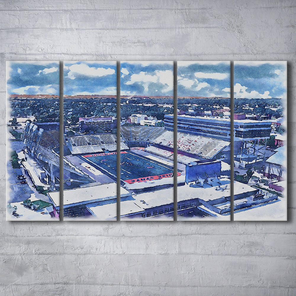Albertsons Painting Stadium Watercolor, Boise Idaho Wall Art Decor, Sport Art, Extra Large Canvas Print Wall Art